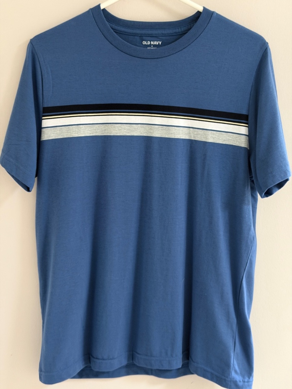 Old Navy Striped T-Shirt Men’s Medium Blue Crew Neck Short Sleeve Tee